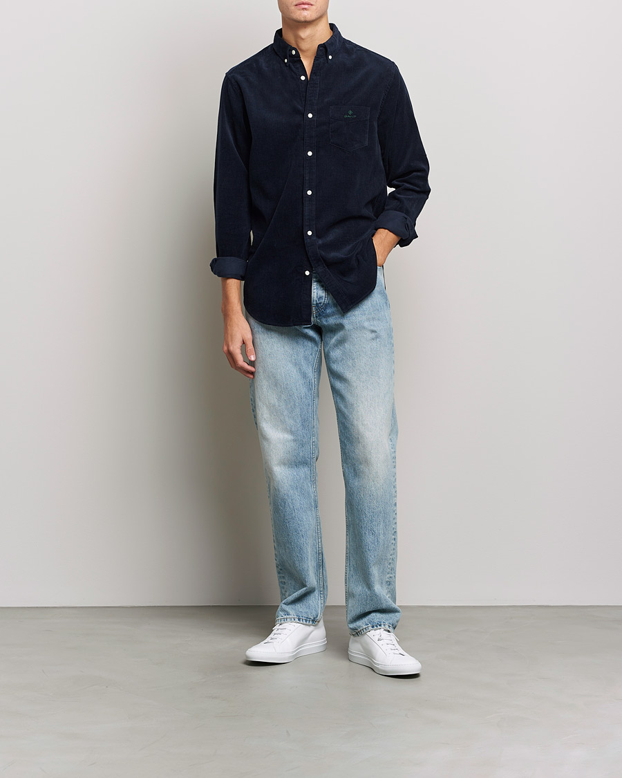 Heren | Overhemden | GANT | Regular Fit Corduroy Shirt Evening Blue