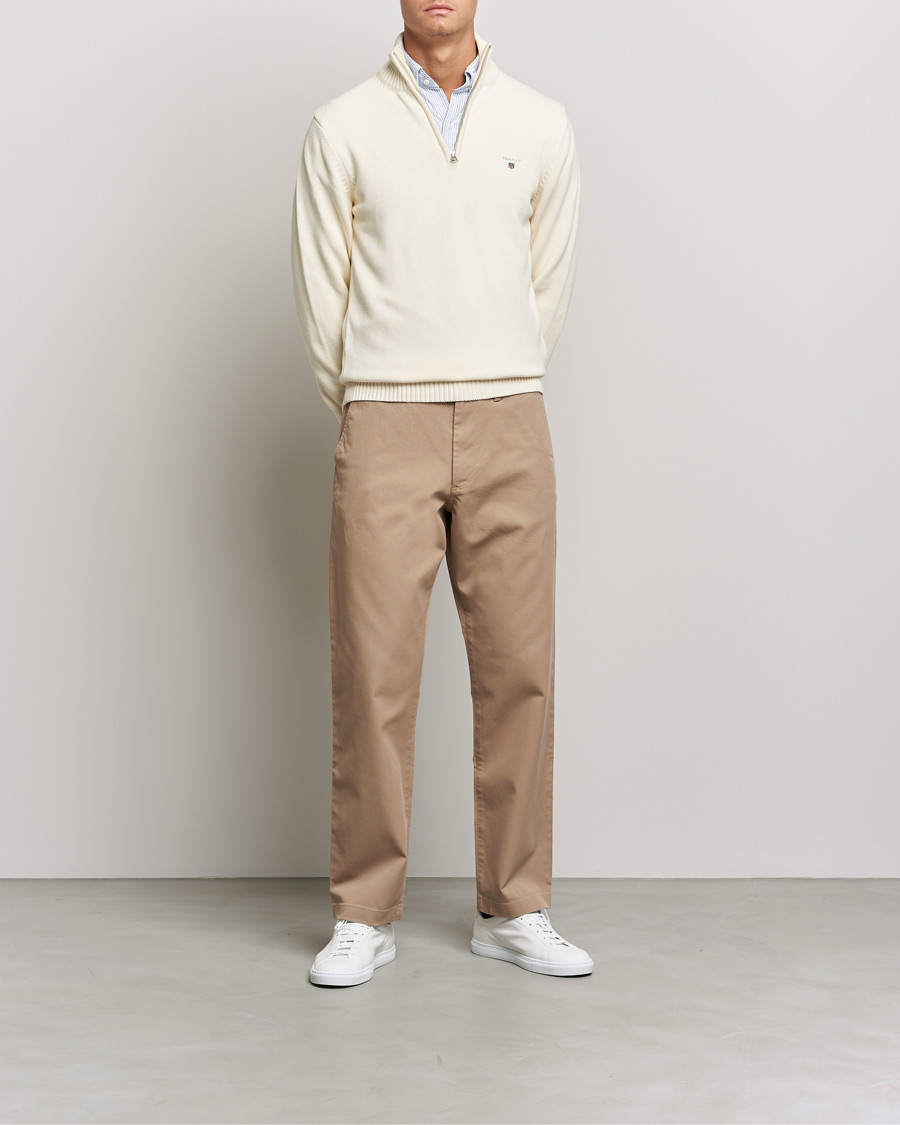 Homme | Pulls Et Tricots | GANT | Cotton Half Zip Cream