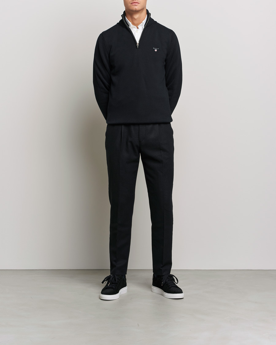 Heren | Truien | GANT | Cotton Half Zip Black