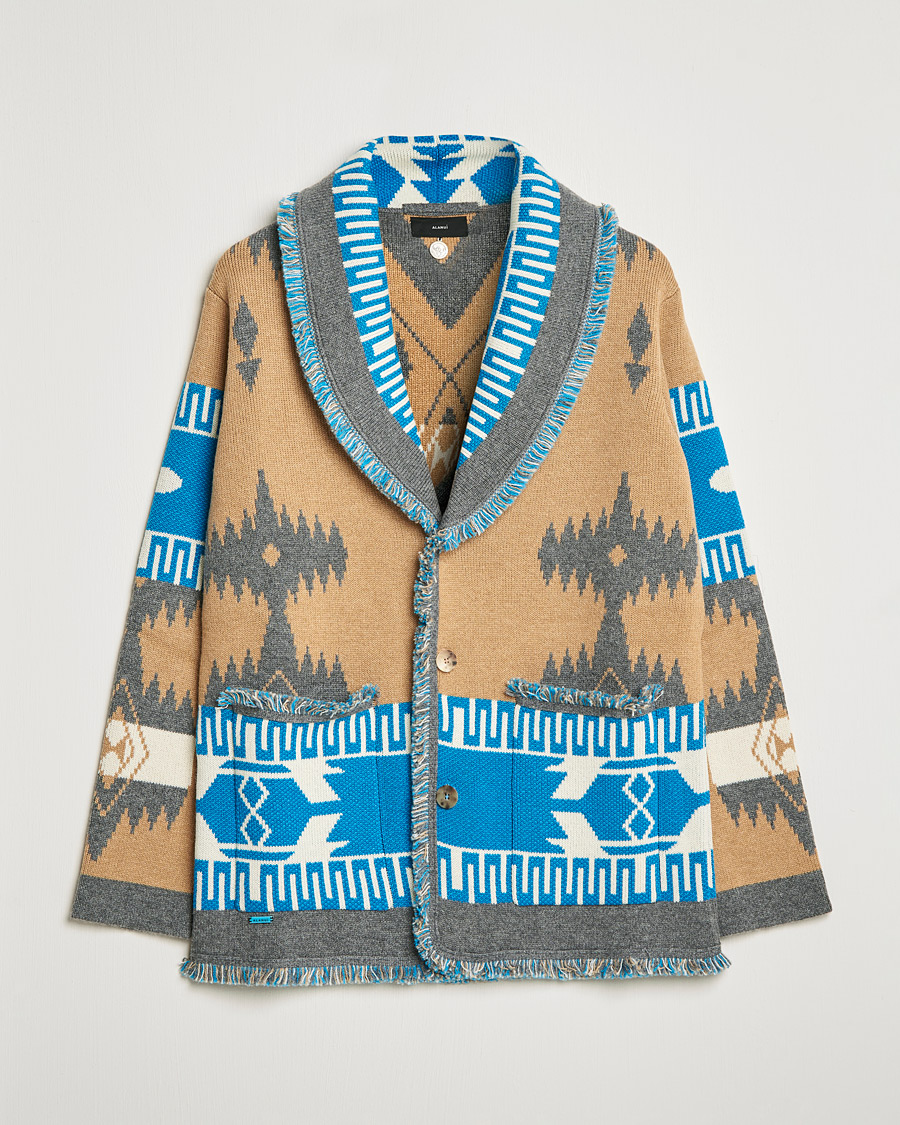 Homme | Pulls Et Tricots | Alanui | Icon Cashmere Jacquard Cardigan Camel/Blue