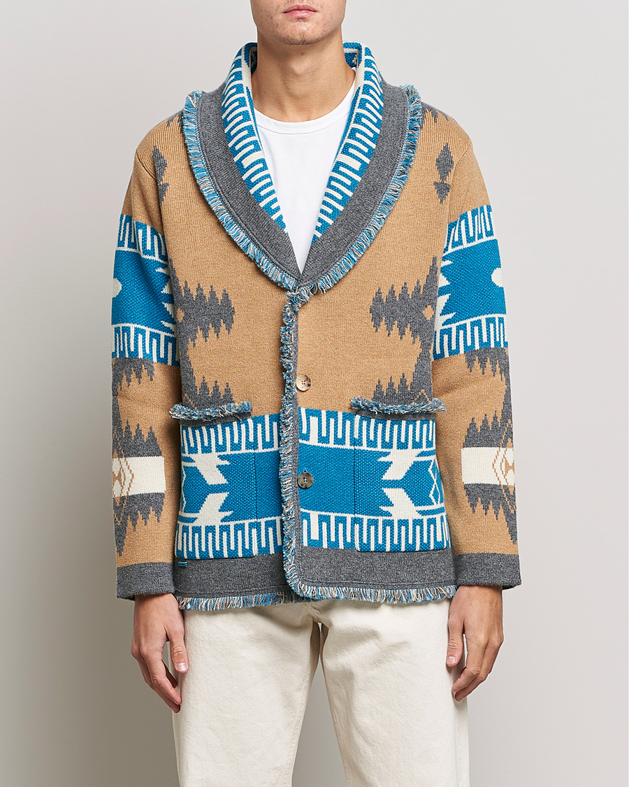 Homme | Pulls Et Tricots | Alanui | Icon Cashmere Jacquard Cardigan Camel/Blue