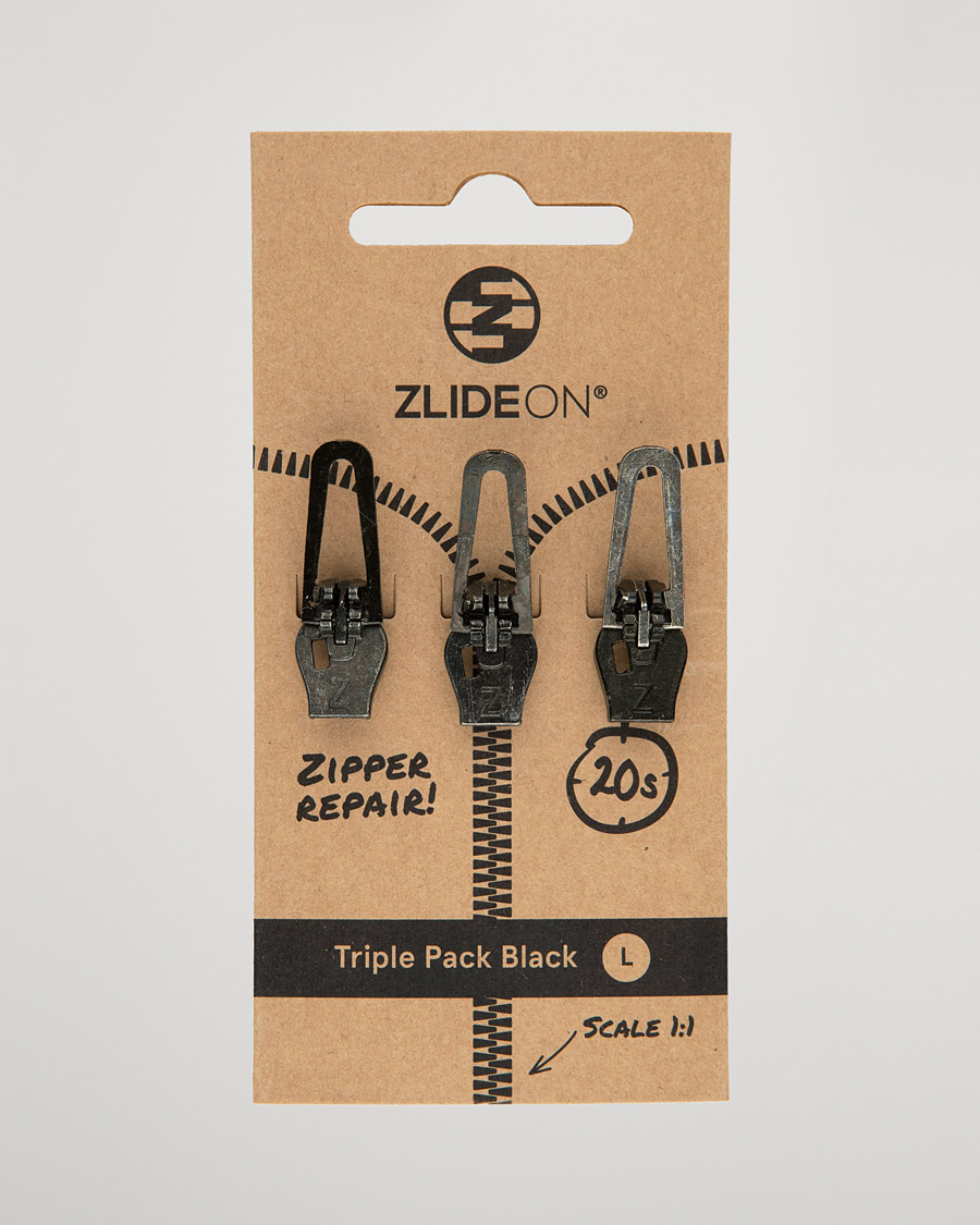 Homme | Entretien Des Vêtements | ZlideOn | 3-Pack Zippers Black L