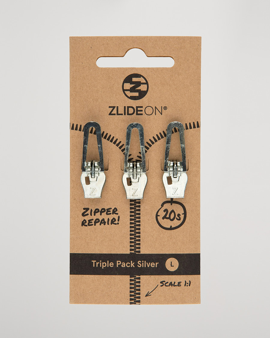 Heren | Kledingverzorging | ZlideOn | 3-Pack Zippers Silver L