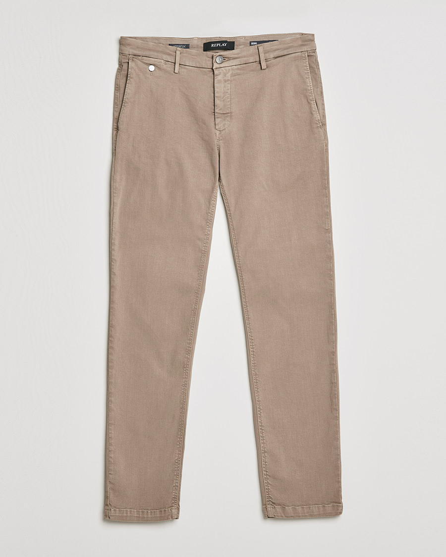 Heren | Broeken | Replay | Benni Hyperflex X-Lite Chinos Sand