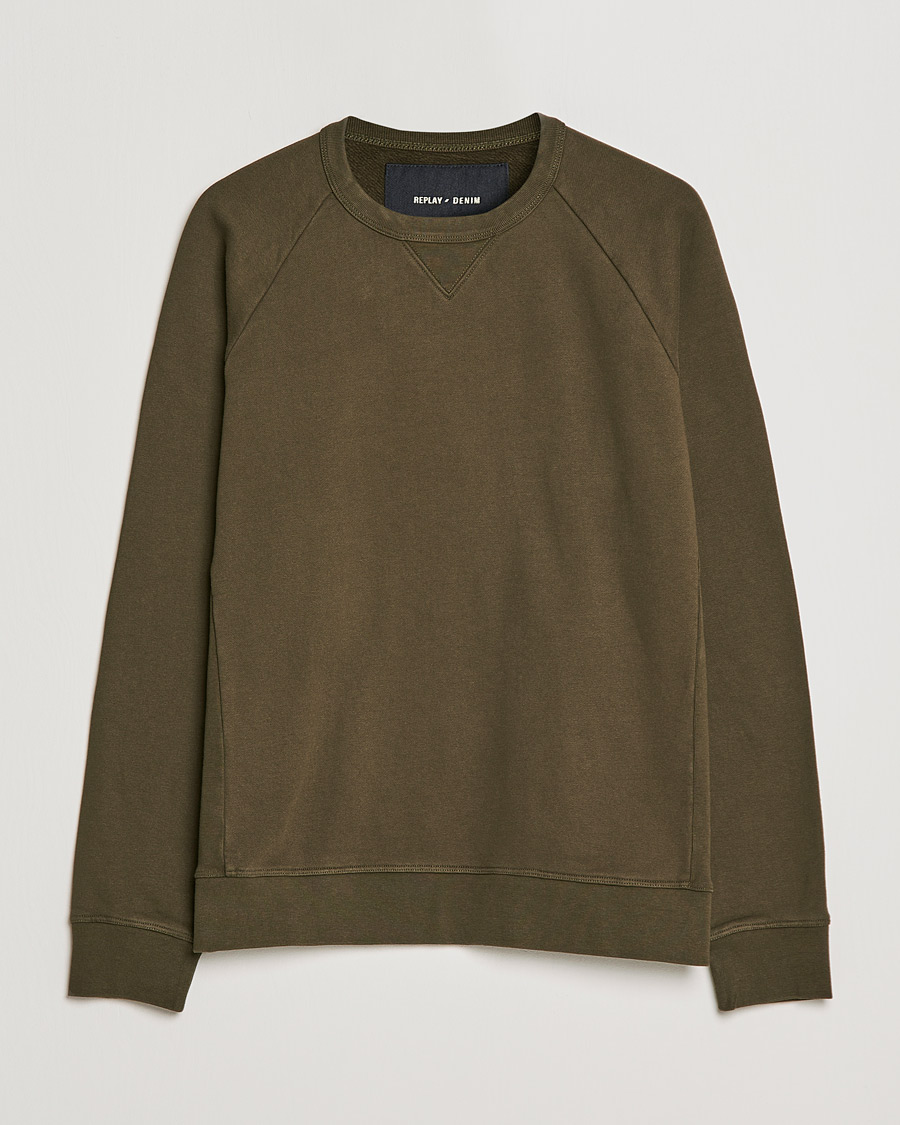 Heren | Truien | Replay | Sartoriale Jersey Crew Neck Sweatshirt Military