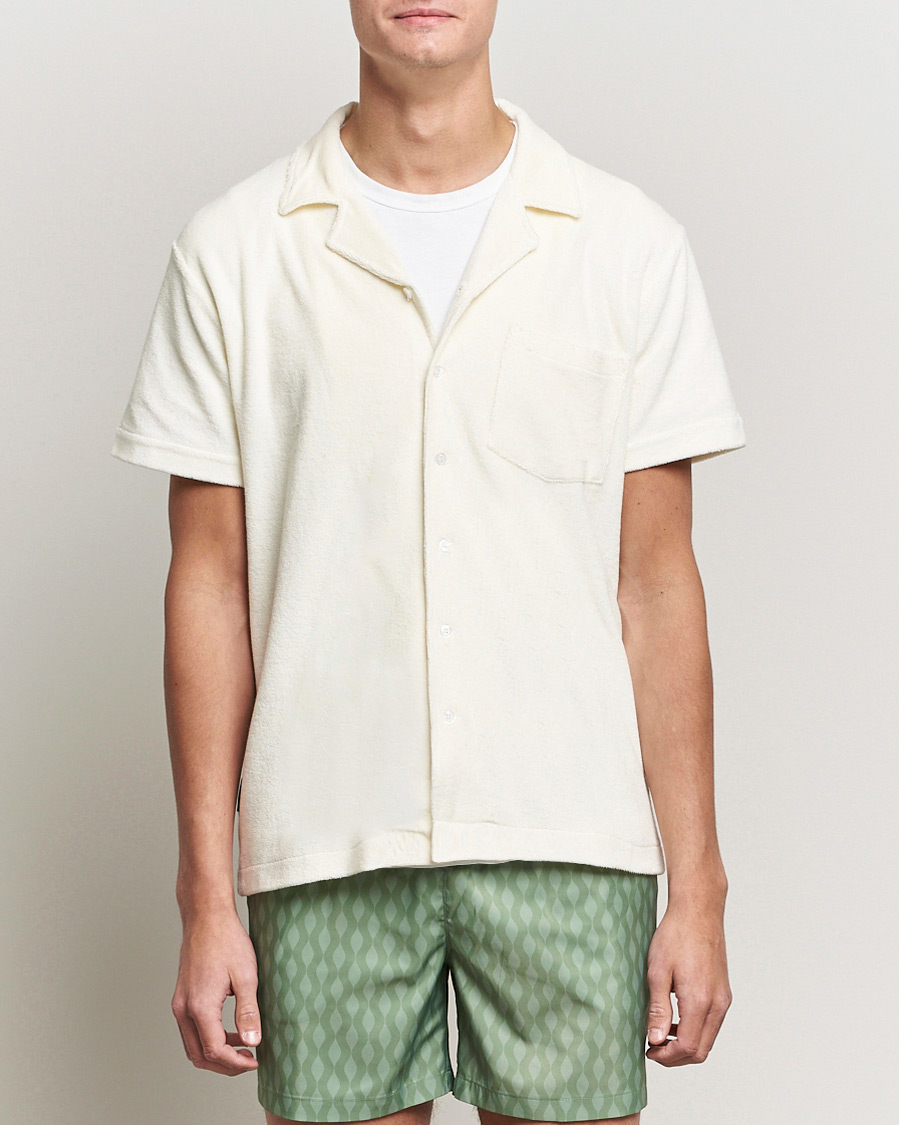 Heren | Overhemden | The Resort Co | Short Sleeve Terry Resort Shirt White