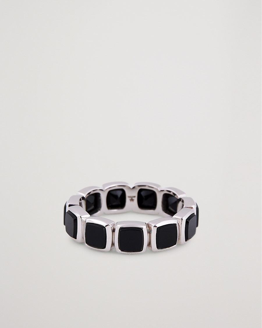 Heren | Tom Wood Cushion Band Black Onyx Ring Silver | Tom Wood | Cushion Band Black Onyx Ring Silver
