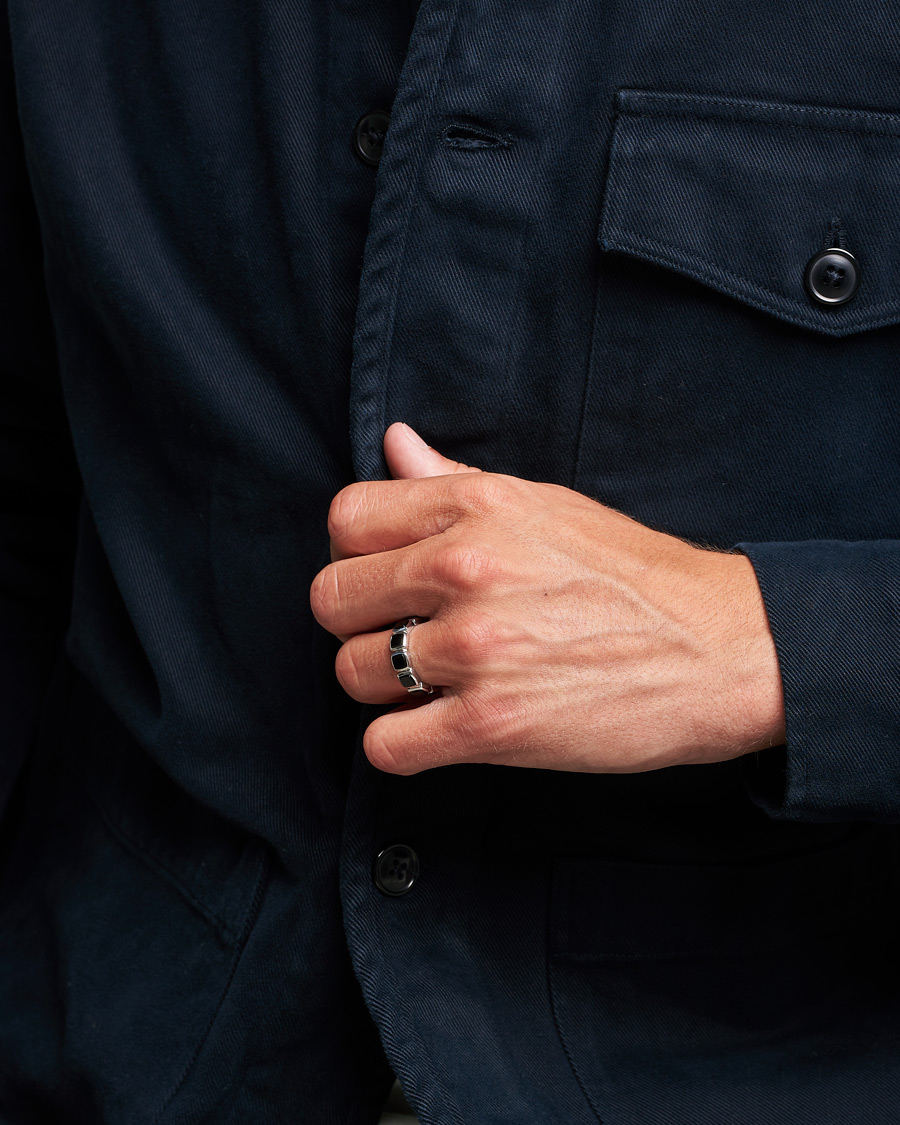 Heren | Tom Wood Cushion Band Black Onyx Ring Silver | Tom Wood | Cushion Band Black Onyx Ring Silver