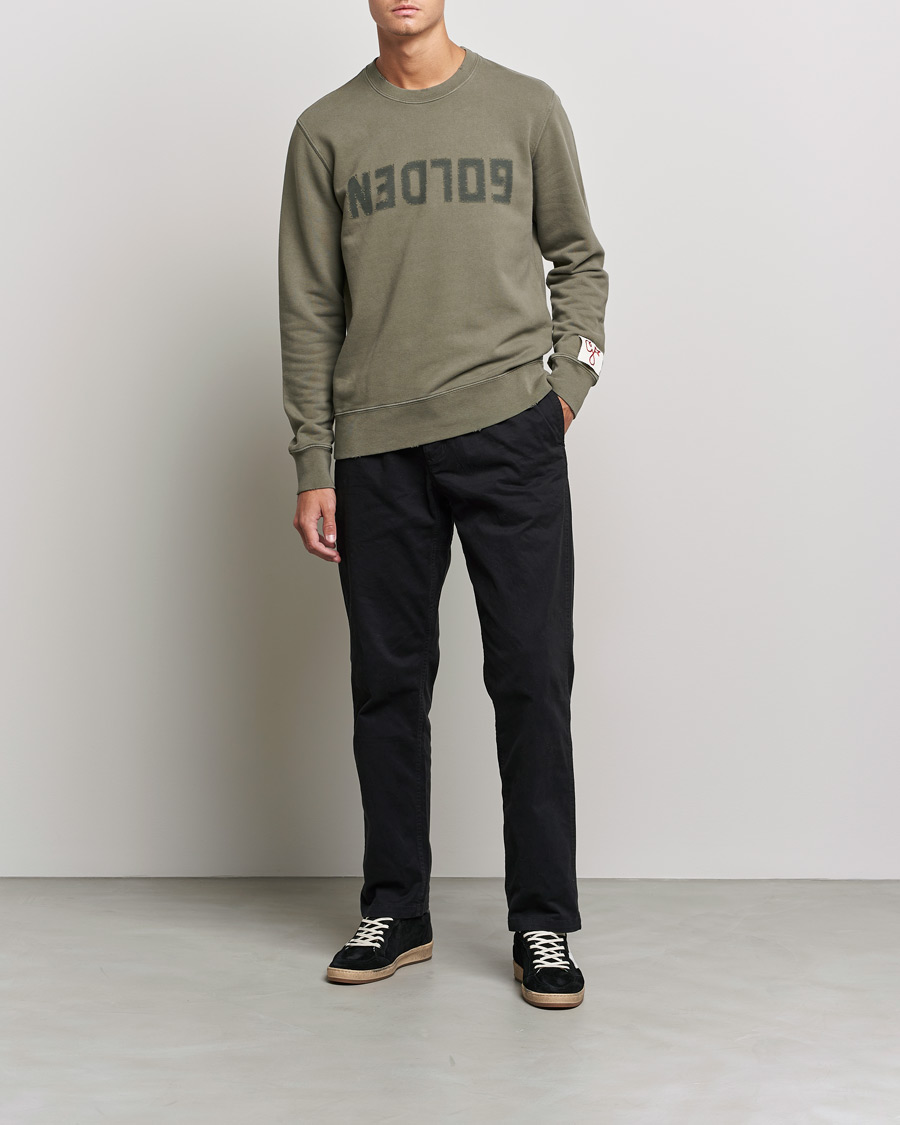 Heren | Truien | Golden Goose | Deluxe Brand Distressed Cotton Sweatshirt Dusty Olive
