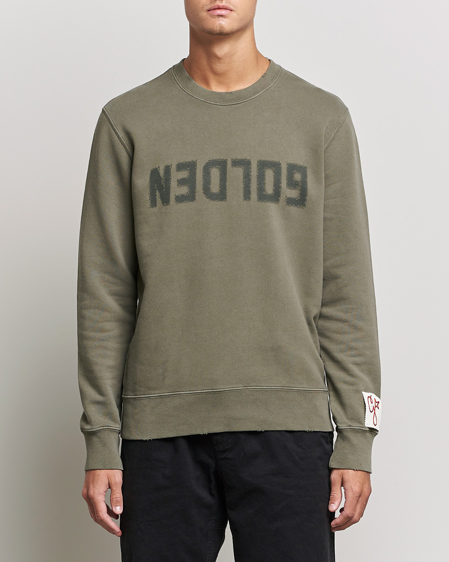 Heren | Truien | Golden Goose | Deluxe Brand Distressed Cotton Sweatshirt Dusty Olive