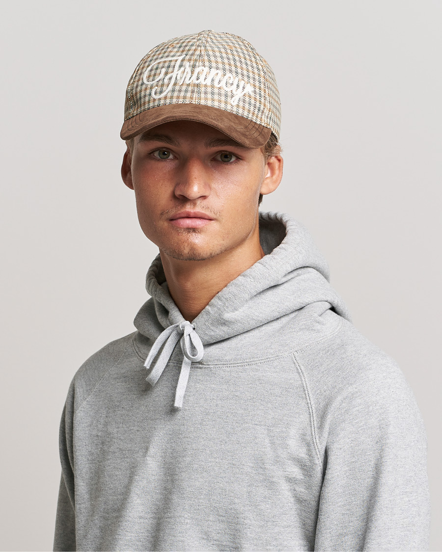 Homme | Golden Goose Deluxe Brand Alcantara Baseball Cap Brown Check | Golden Goose | Deluxe Brand Alcantara Baseball Cap Brown Check