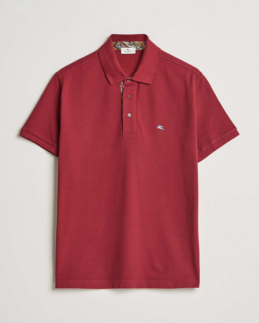 Heren | Polo's | Etro | Short Sleeve Contrast Paisley Polo Burgundy