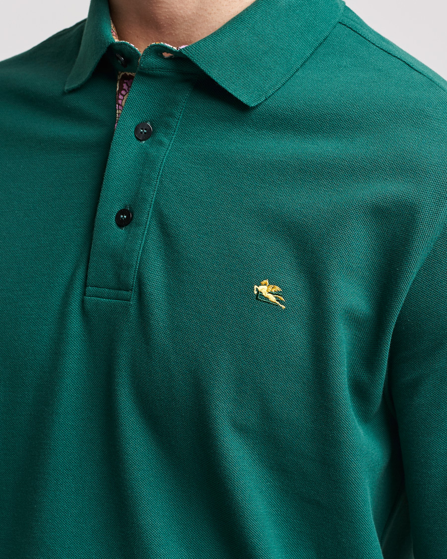 Heren | Truien | Etro | Long Sleeve Contrast Paisley Polo Emerald
