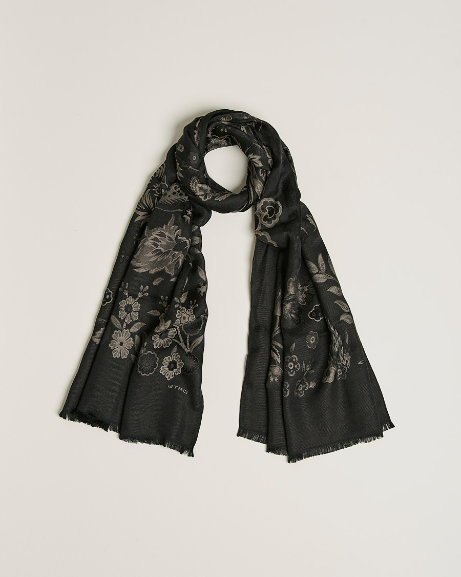 Heren | Etro Floral Jacquard Scarf Black | Etro | Floral Jacquard Scarf Black