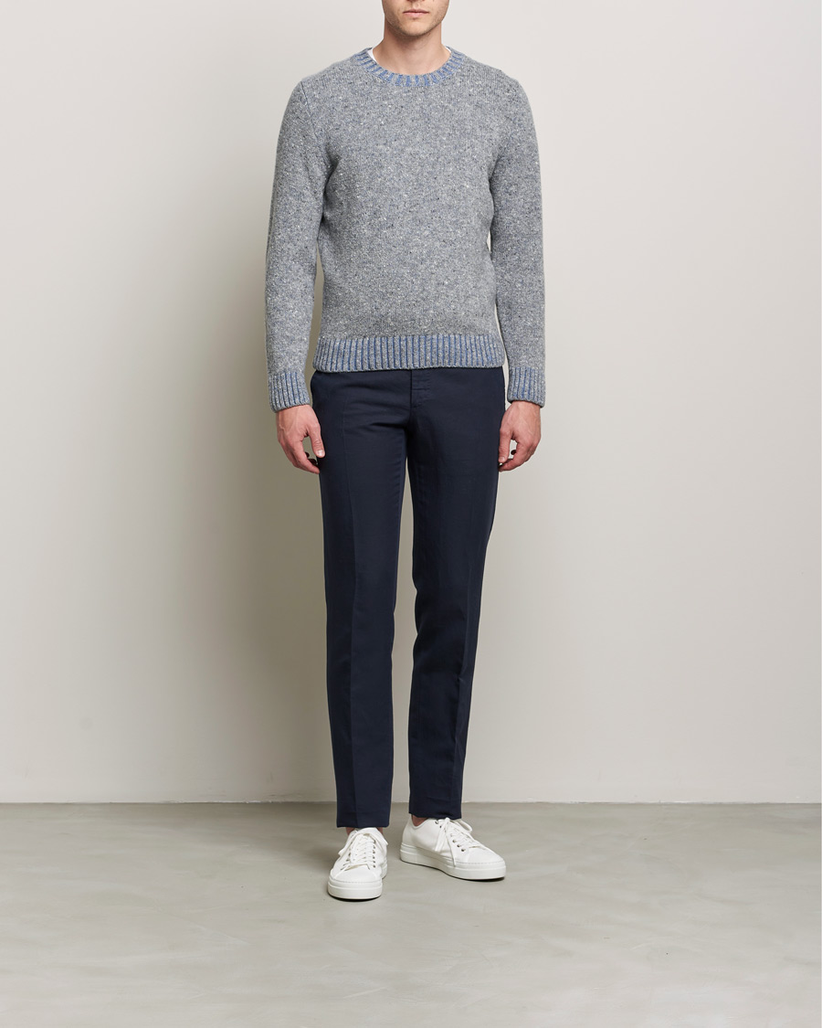 Heren | Truien | Inis Meáin | Wool/Cashmere Crew Neck Grey/Blue