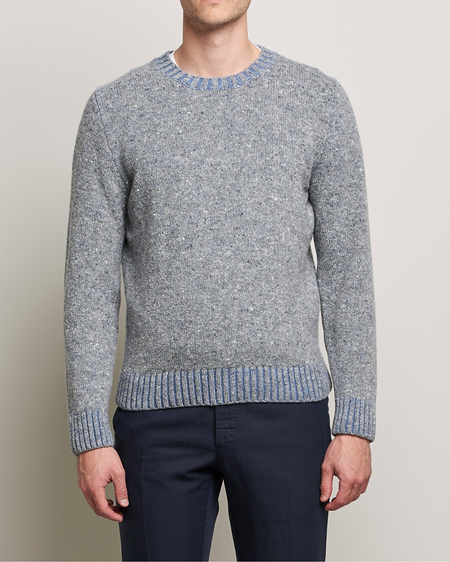 Heren | Truien | Inis Meáin | Wool/Cashmere Crew Neck Grey/Blue