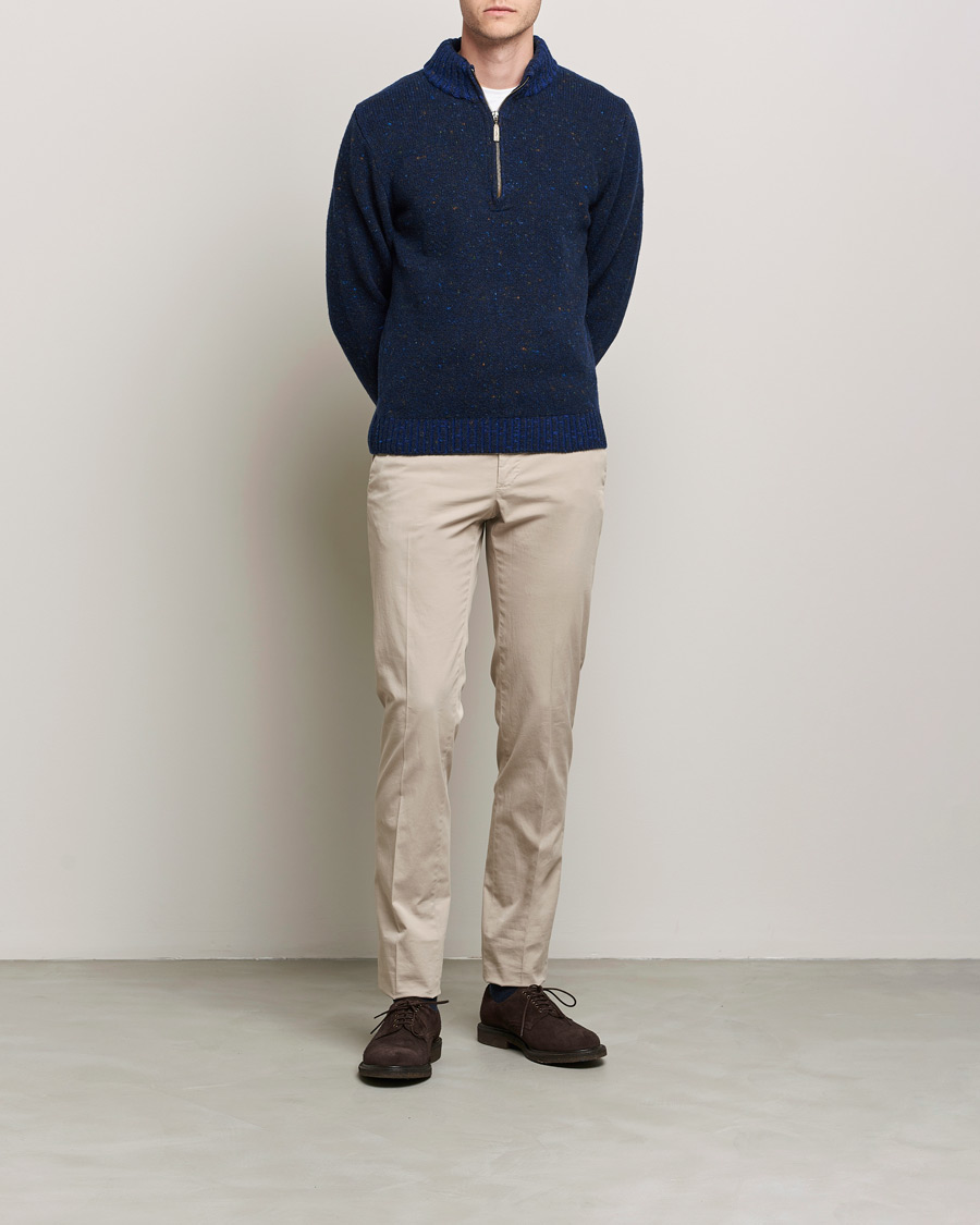 Heren | Truien | Inis Meáin | Wool/Cashmere Half Zip Navy
