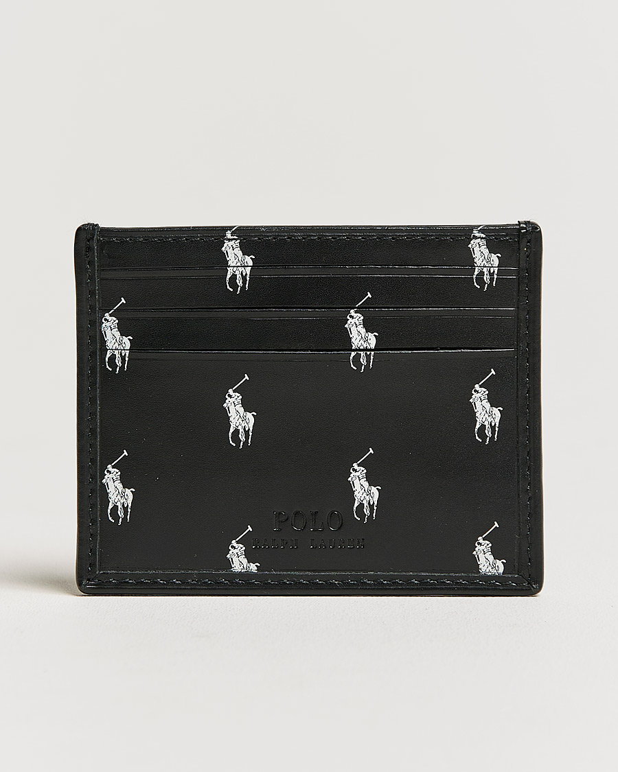 Homme | Polo Ralph Lauren All Over PP Leather Credit Card Holder Black/White | Polo Ralph Lauren | All Over PP Leather Credit Card Holder Black/White