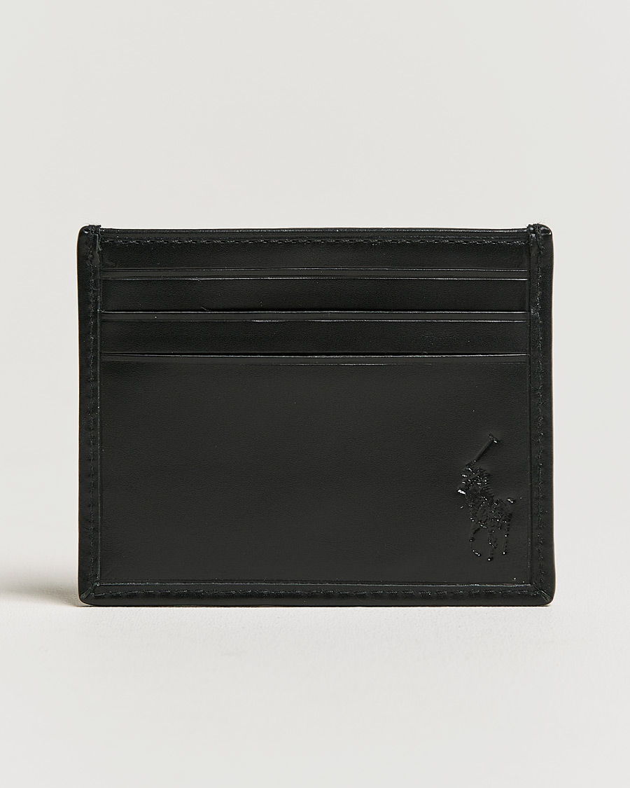 Homme | Polo Ralph Lauren All Over PP Leather Credit Card Holder Black/White | Polo Ralph Lauren | All Over PP Leather Credit Card Holder Black/White
