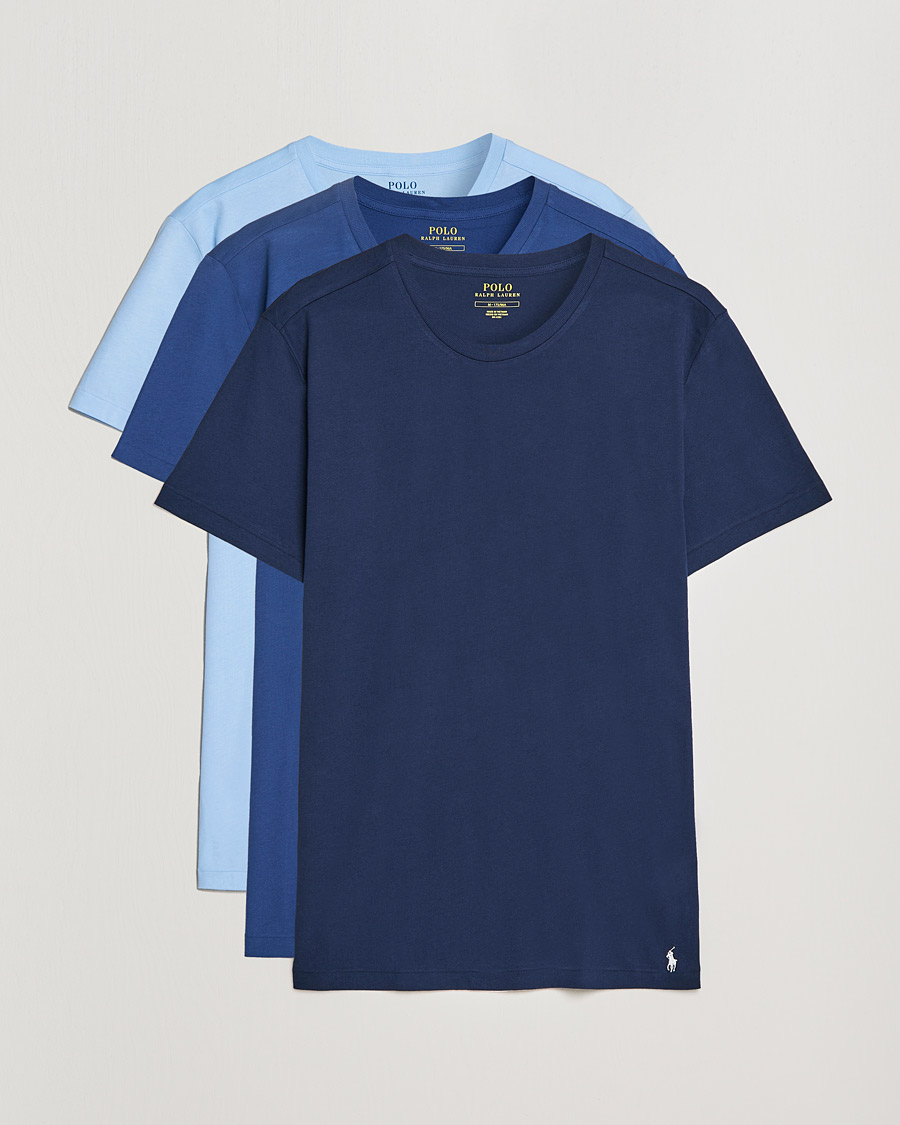 Heren | T-shirts | Polo Ralph Lauren | 3-Pack Crew Neck T-Shirt Navy/Light Navy/Elite Blue