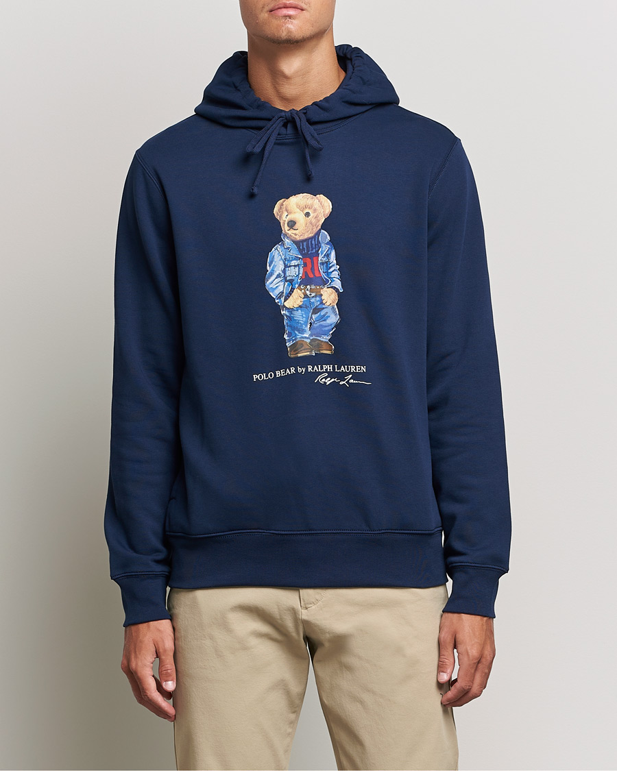 Homme | Pulls Et Tricots | Polo Ralph Lauren | Printed Denim Bear Hoodie Cruise Navy