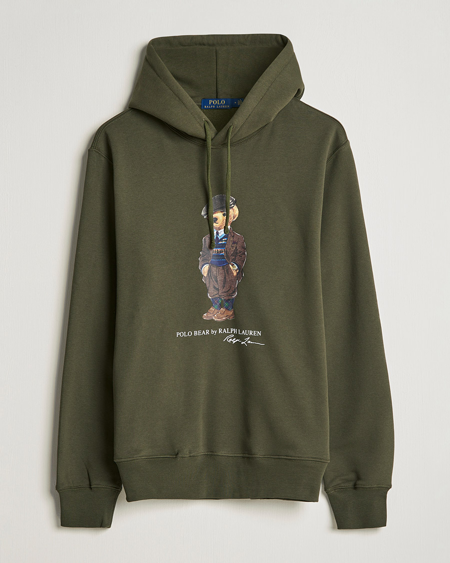 Homme | Pulls Et Tricots | Polo Ralph Lauren | Printed Denim Bear Hoodie Army Olive