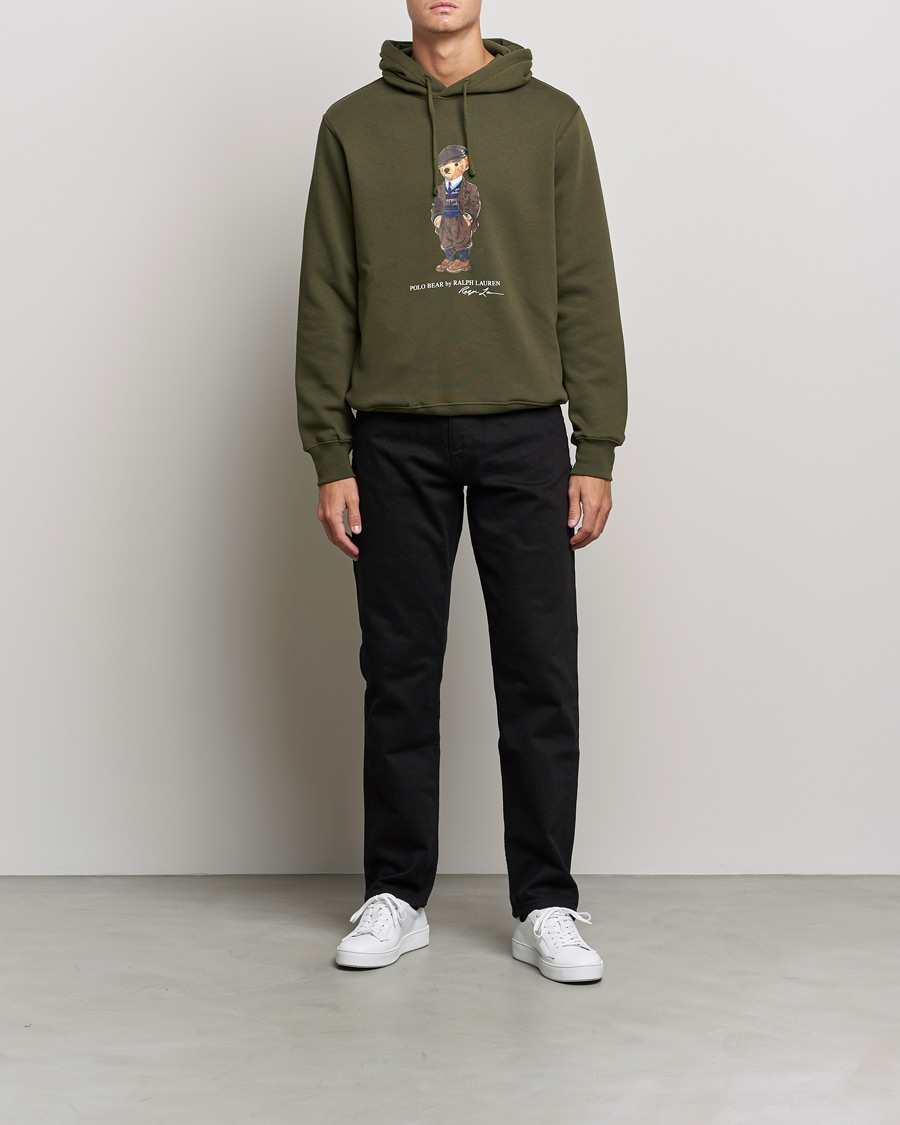 Homme | Pulls Et Tricots | Polo Ralph Lauren | Printed Denim Bear Hoodie Army Olive