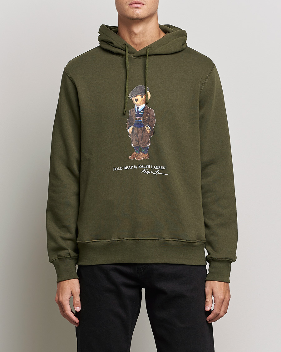 Homme | Pulls Et Tricots | Polo Ralph Lauren | Printed Denim Bear Hoodie Army Olive