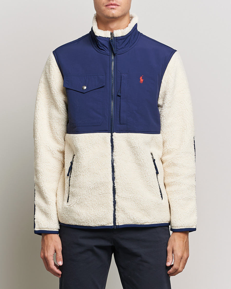 Homme | Pulls Et Tricots | Polo Ralph Lauren | Bonded Sherpa Full Zip Sweater Creme/Navy