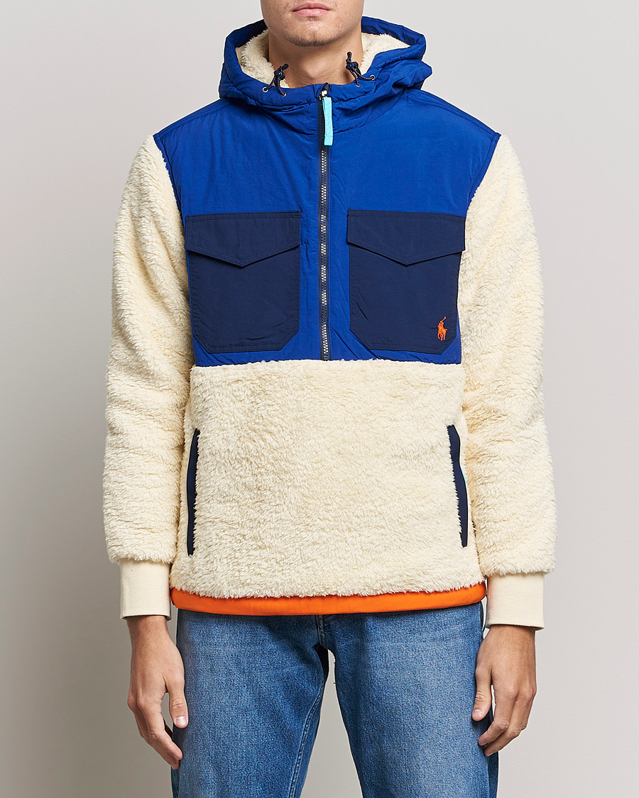 Heren | Truien | Polo Ralph Lauren | Curly Sherpa/Nylon Half Zip Hoodie Cream Multi