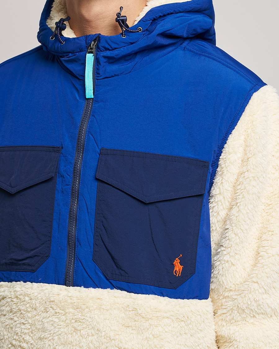 Heren | Truien | Polo Ralph Lauren | Curly Sherpa/Nylon Half Zip Hoodie Cream Multi