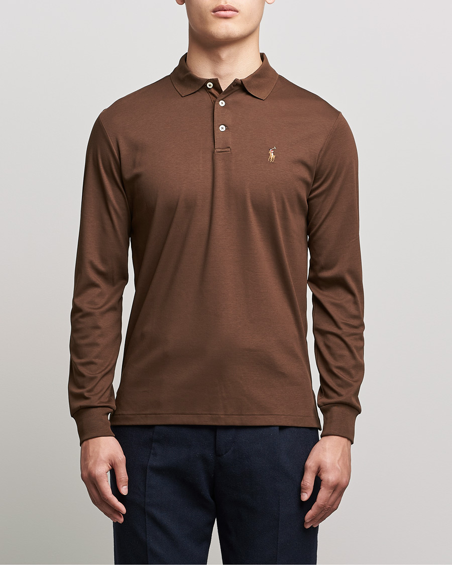 Homme | Pulls Et Tricots | Polo Ralph Lauren | Luxury Pima Cotton Long Sleeve Polo American Brown
