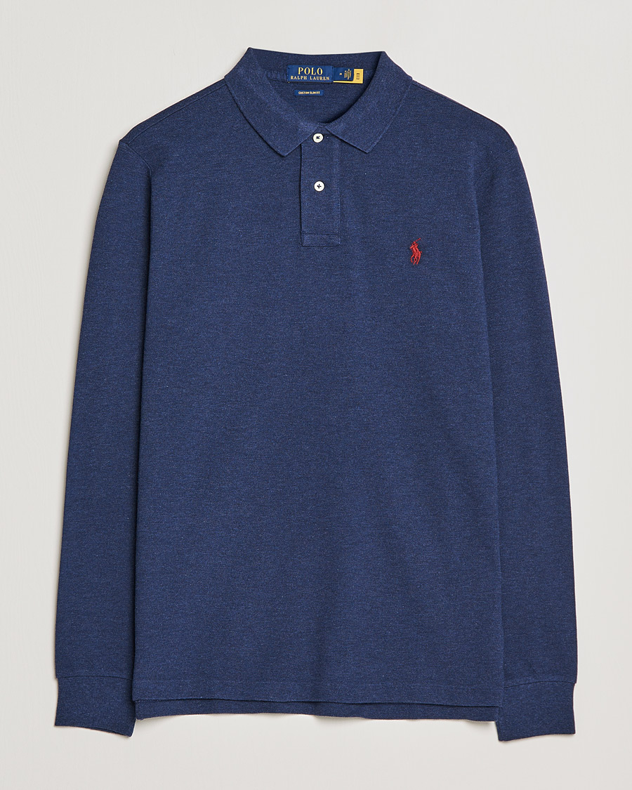 Homme | Polos | Polo Ralph Lauren | Custom Slim Fit Long Sleeve Polo Spring Navy Heather