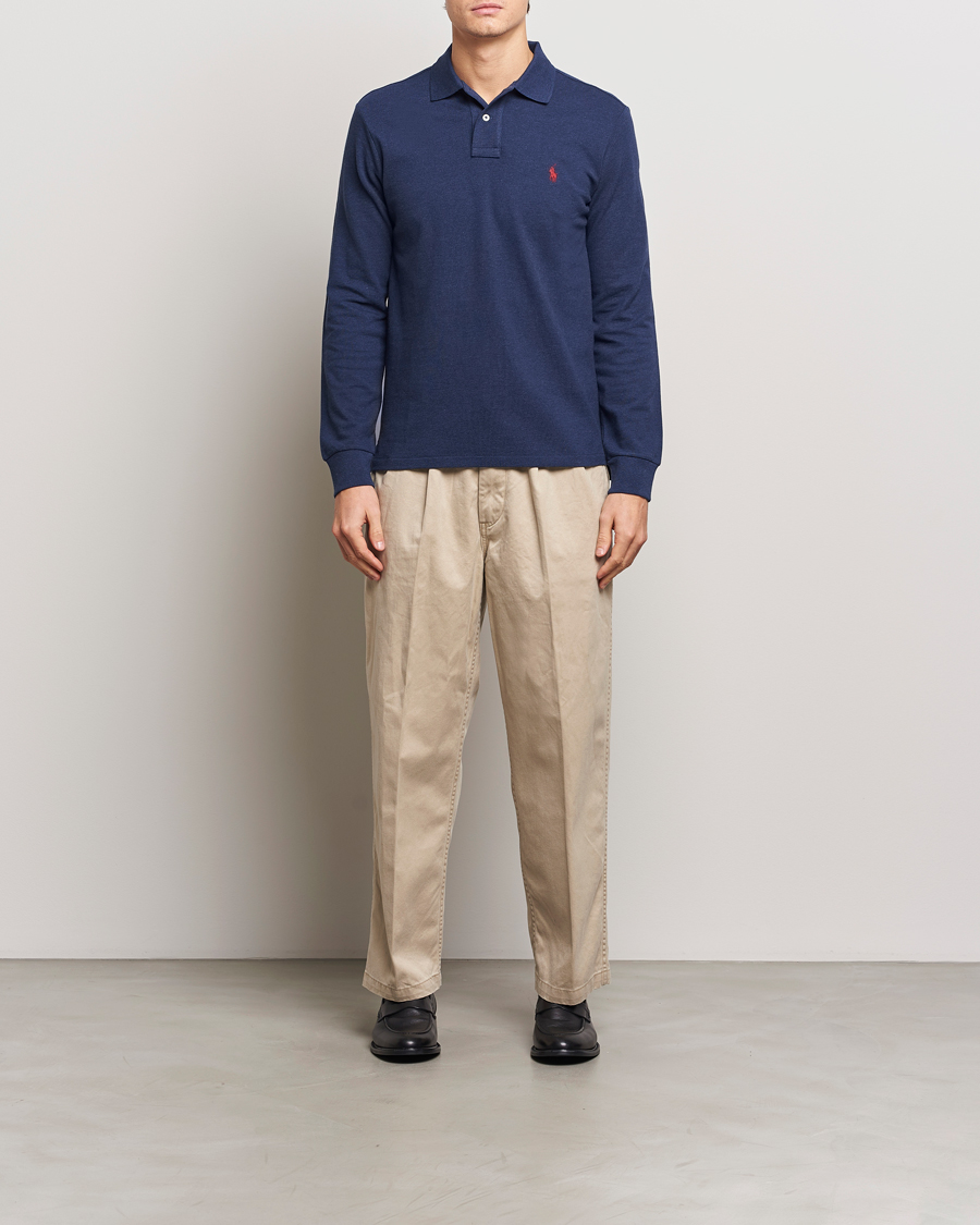 Homme | Polos | Polo Ralph Lauren | Custom Slim Fit Long Sleeve Polo Spring Navy Heather