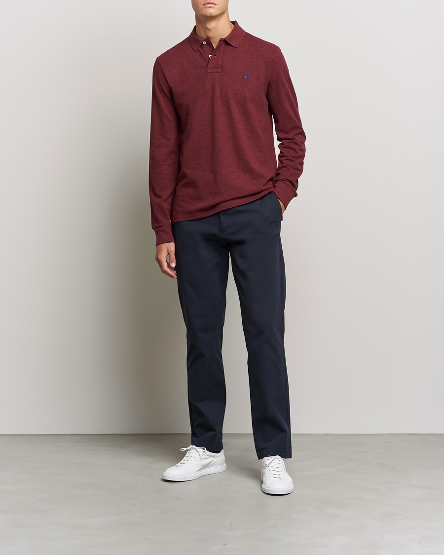 Homme | Pulls Et Tricots | Polo Ralph Lauren | Custom Slim Fit Long Sleeve Polo Wine Heather