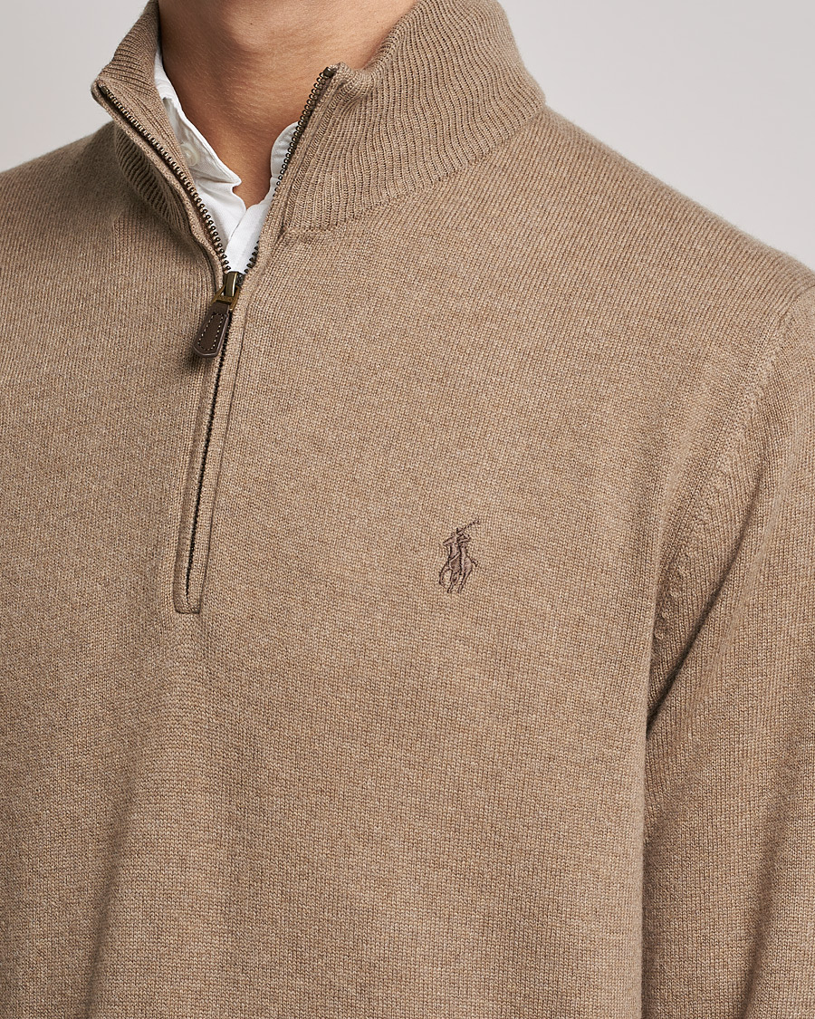 Heren | Truien | Polo Ralph Lauren | Merino Half Zip Sweater Honey Brown Heather