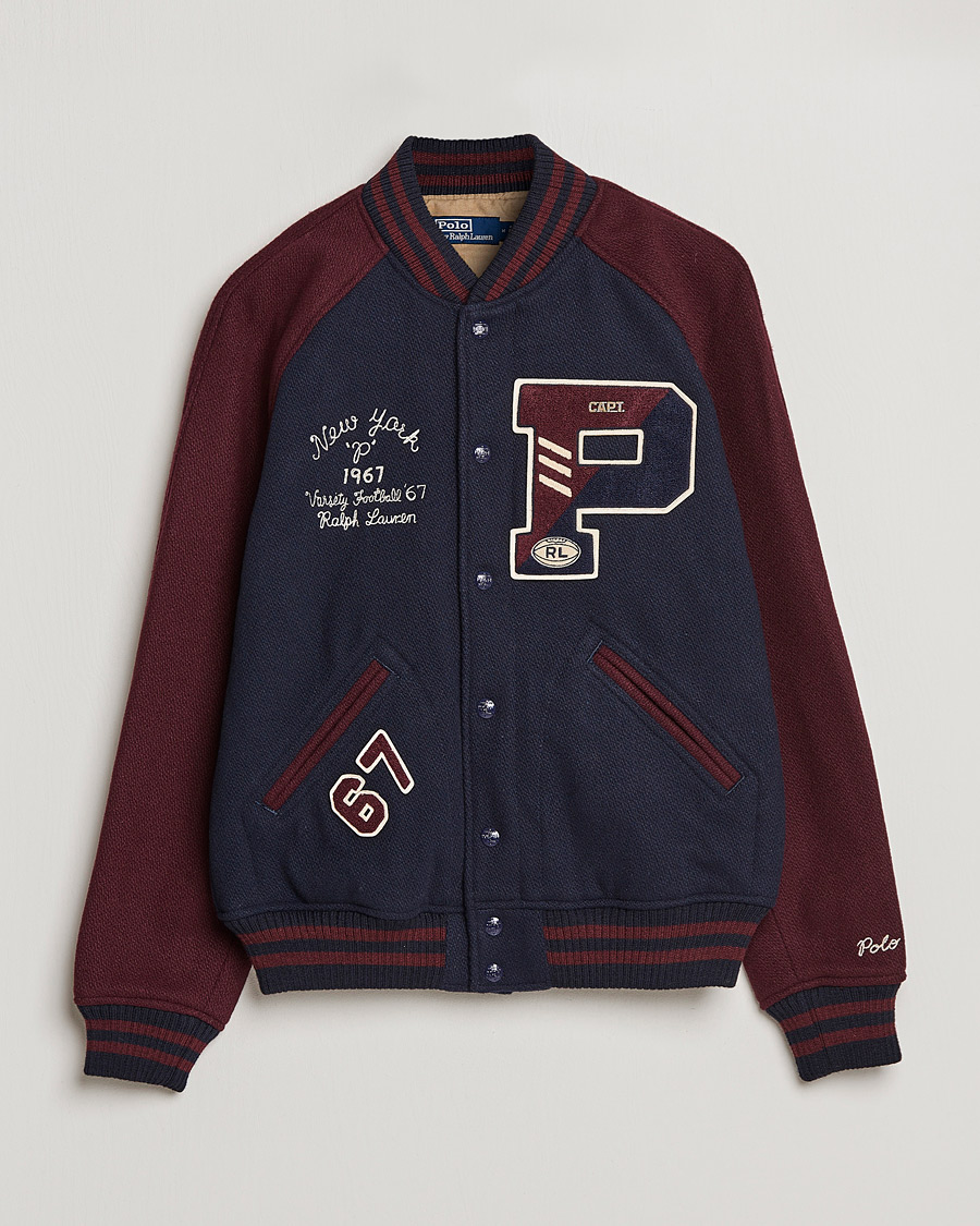 Heren | Jassen | Polo Ralph Lauren | Varsity Lined Bomber Jacket Hunter Navy/Rich Ruby