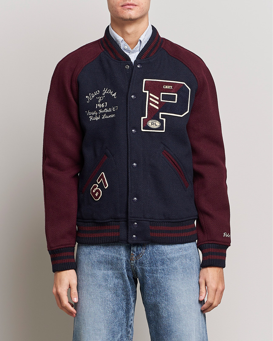 Heren | Jassen | Polo Ralph Lauren | Varsity Lined Bomber Jacket Hunter Navy/Rich Ruby