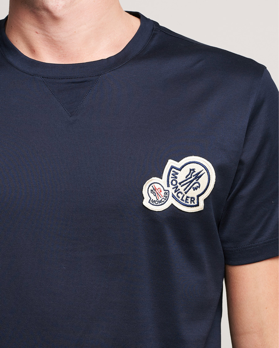 Heren | T-shirts | Moncler | Double Logo T-Shirt Navy
