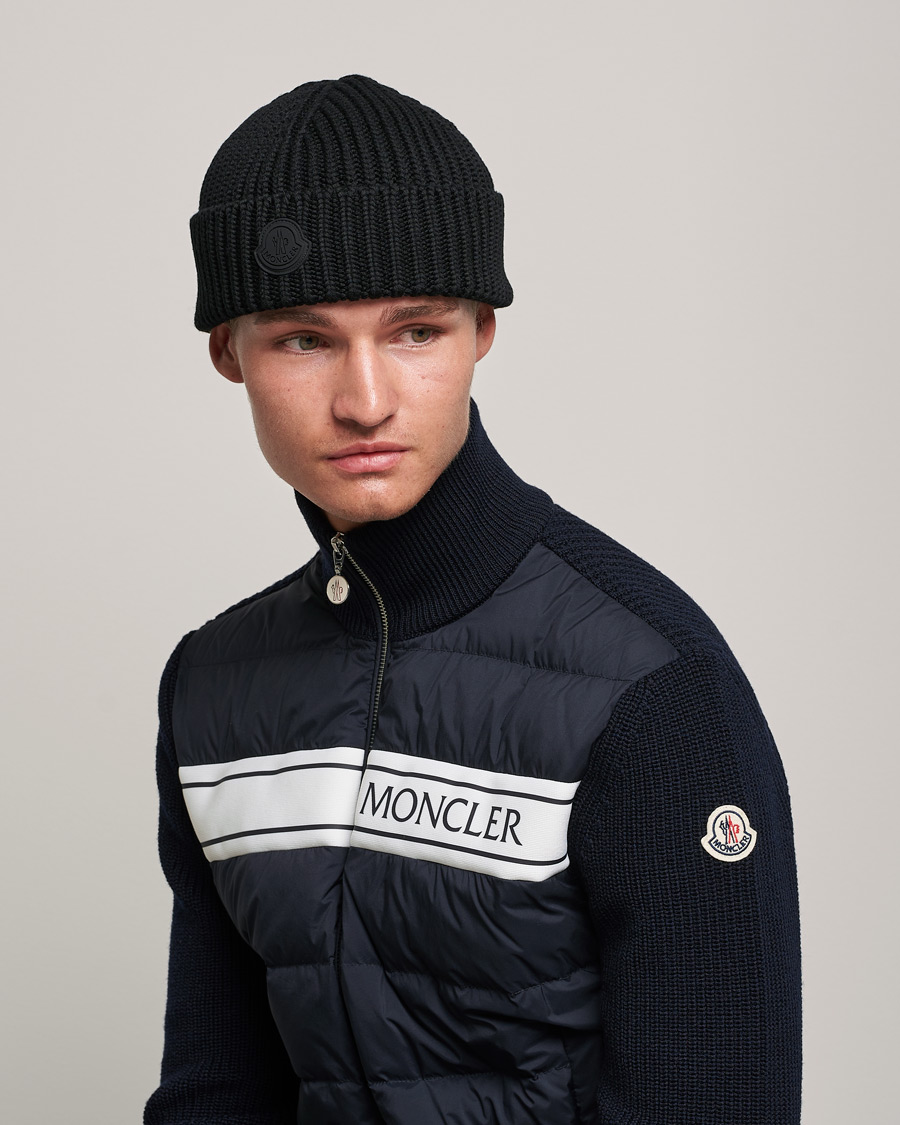 Homme | Moncler Tonal Logo Beanie Black | Moncler | Tonal Logo Beanie Black