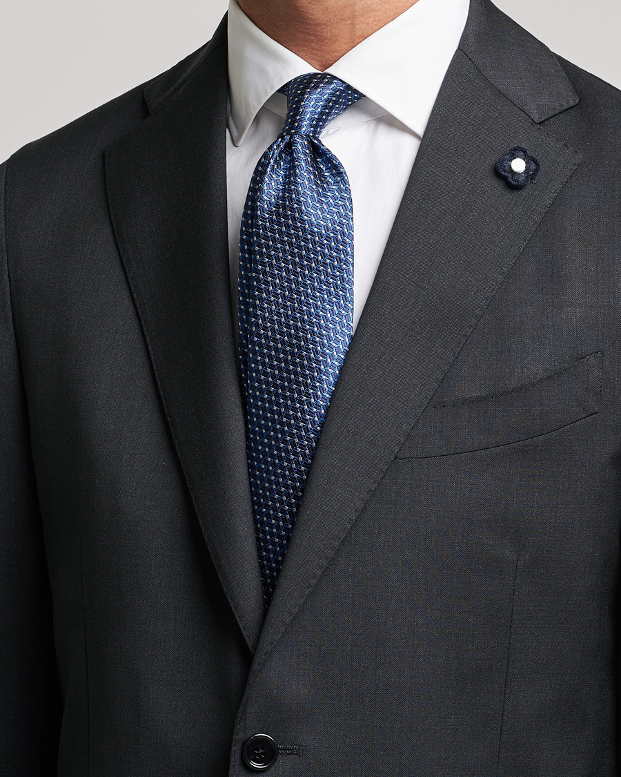 Homme | Canali Micro Pattern Silk Tie Navy | Canali | Micro Pattern Silk Tie Navy