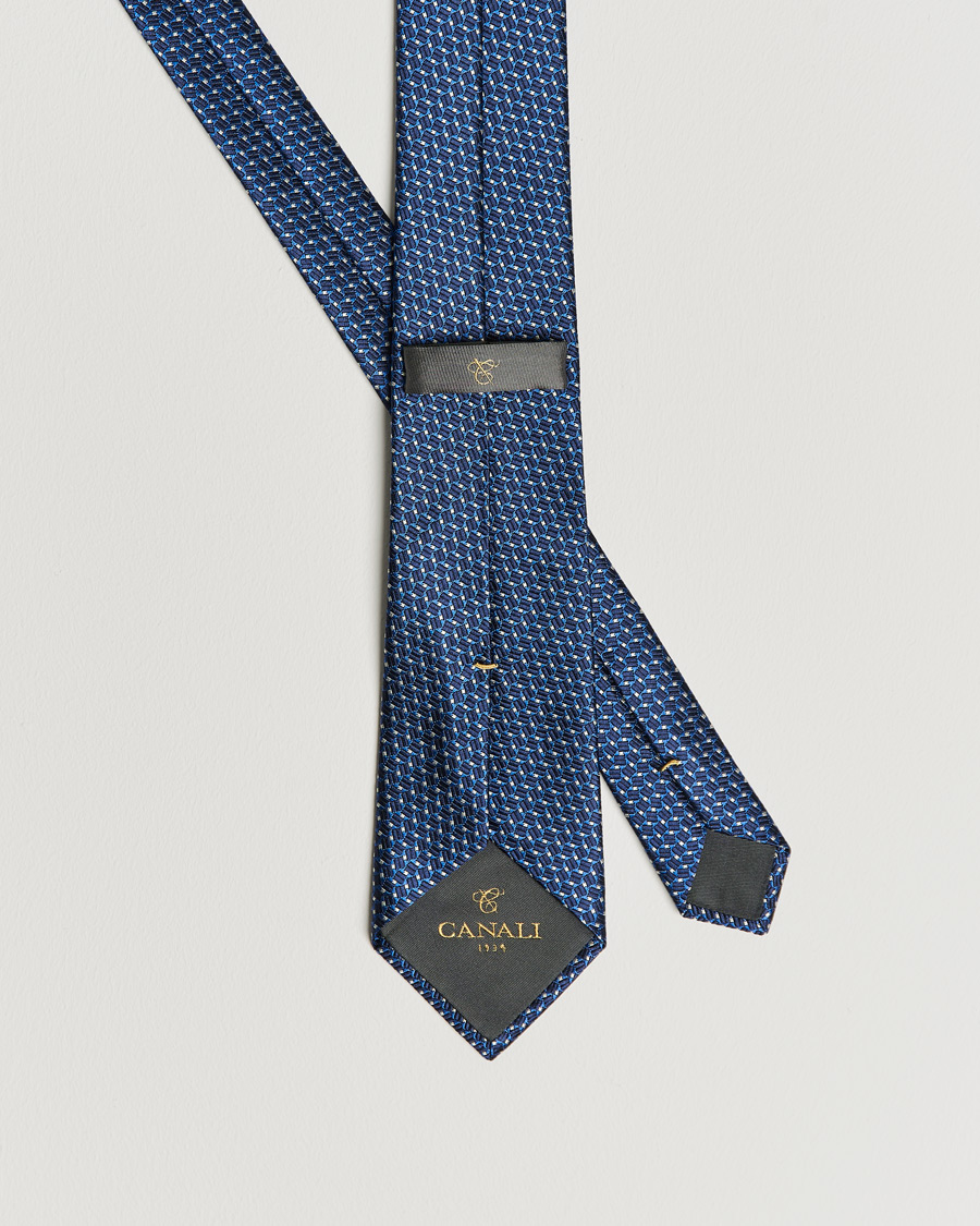 Homme | Canali Micro Pattern Silk Tie Navy | Canali | Micro Pattern Silk Tie Navy