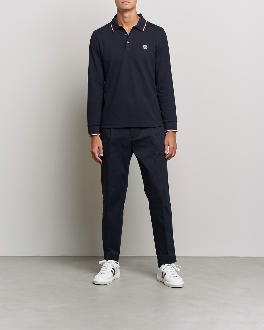 Heren | Truien | Moncler | Long Sleeve Logo Tipped Polo Navy