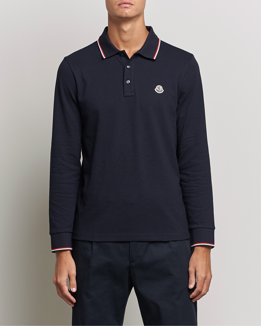 Heren | Truien | Moncler | Long Sleeve Logo Tipped Polo Navy