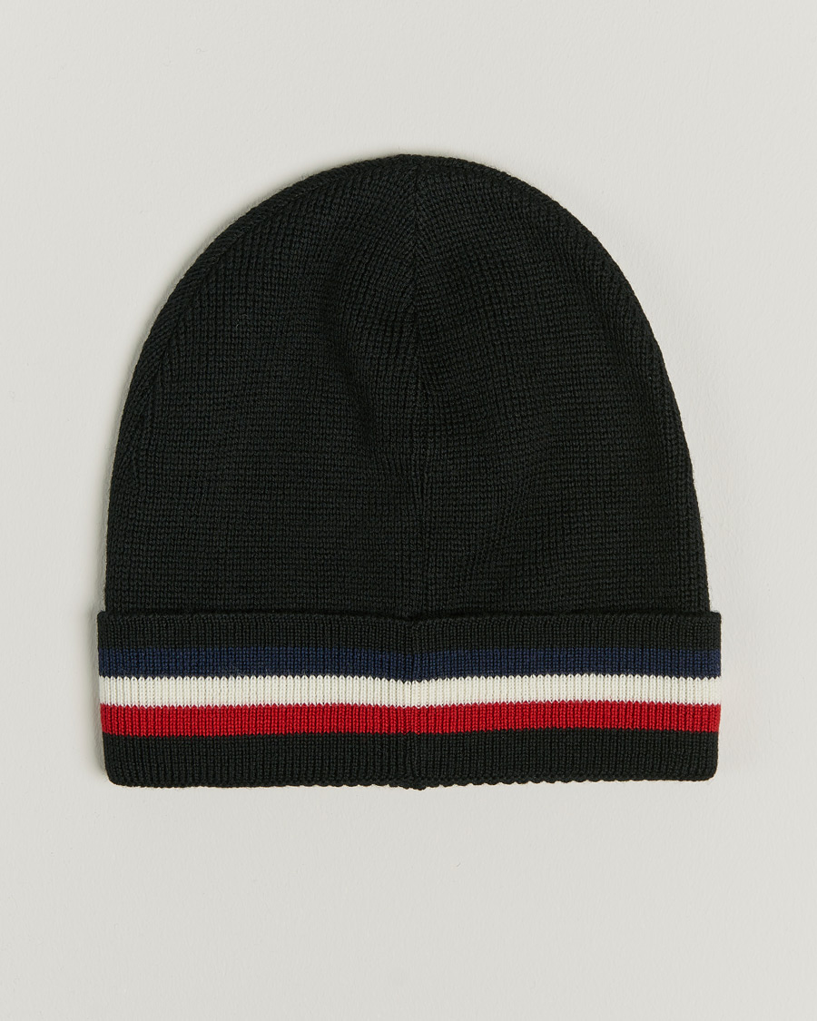 Heren | Moncler Striped Wool Beanie Black | Moncler | Striped Wool Beanie Black