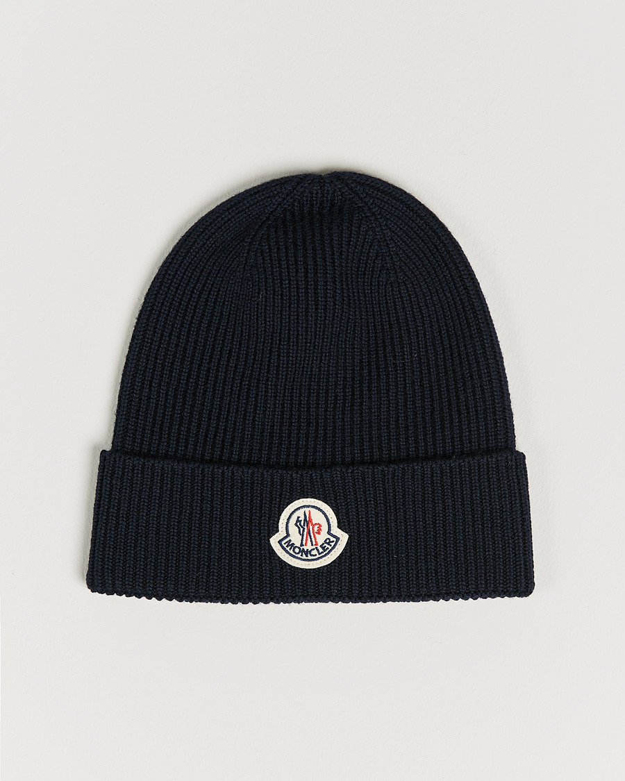 Homme | Moncler Rib Wool Beanie Navy | Moncler | Rib Wool Beanie Navy