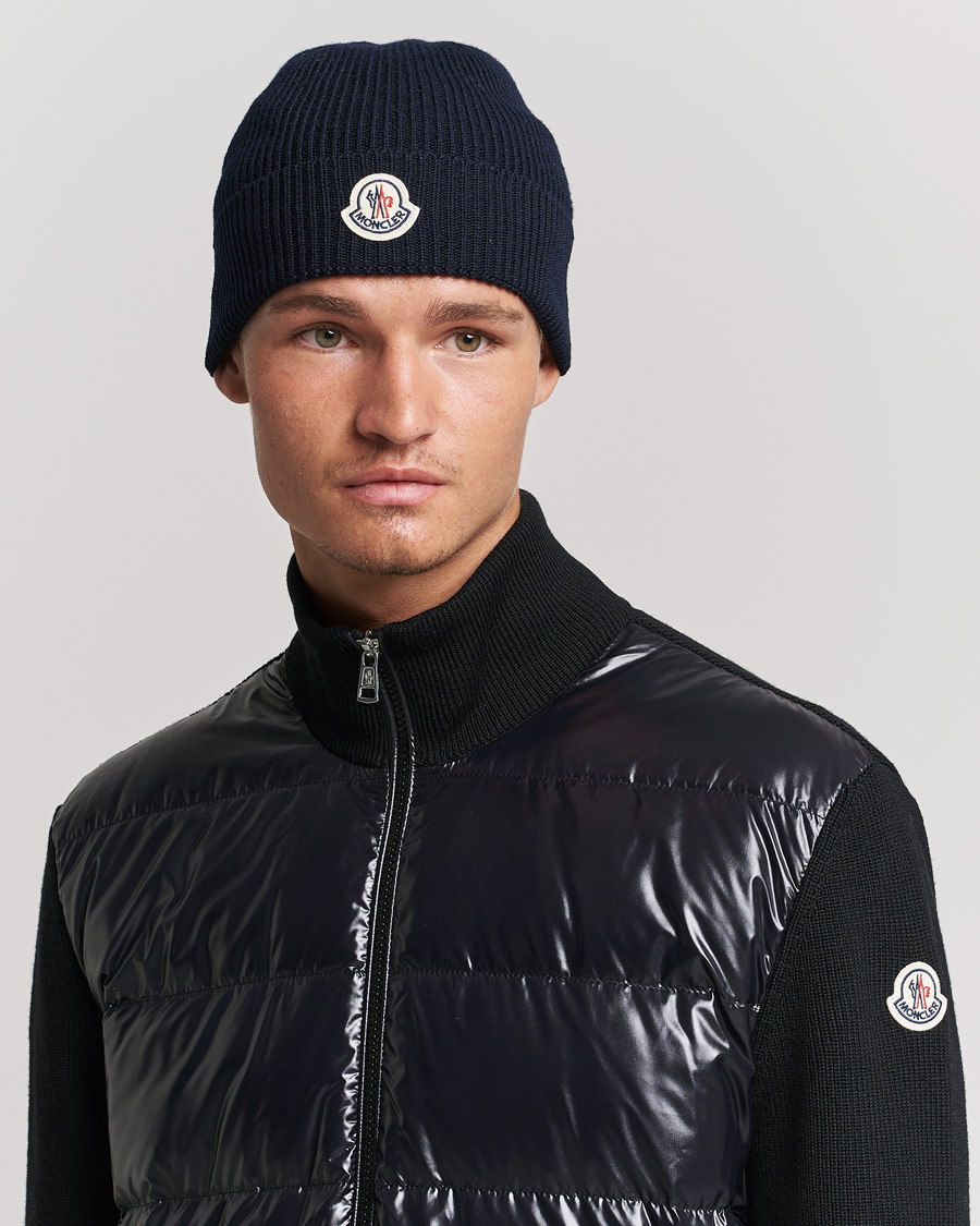 Homme | Moncler Rib Wool Beanie Navy | Moncler | Rib Wool Beanie Navy