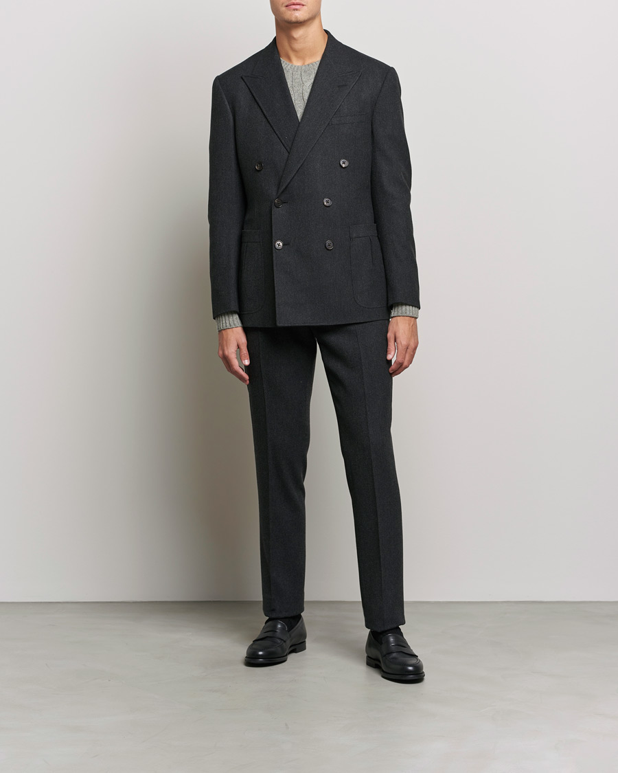 Homme | Blazers | Ralph Lauren Purple Label | Double Breasted Flannel Sportcoat Dark Grey