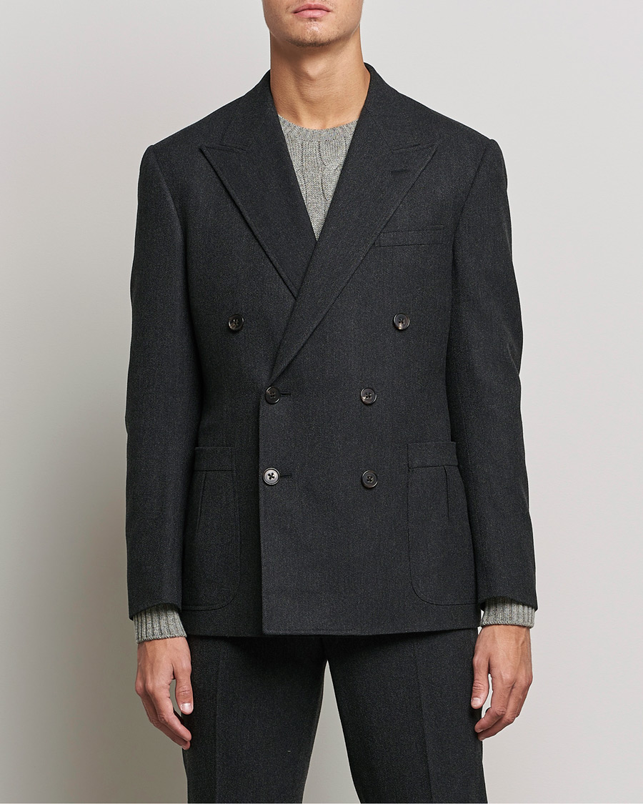 Homme | Blazers | Ralph Lauren Purple Label | Double Breasted Flannel Sportcoat Dark Grey