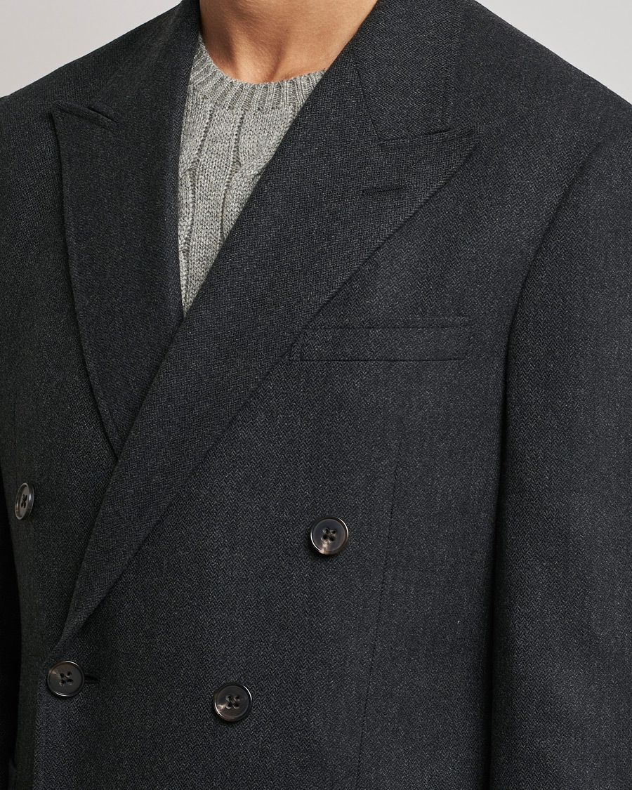 Homme | Blazers | Ralph Lauren Purple Label | Double Breasted Flannel Sportcoat Dark Grey
